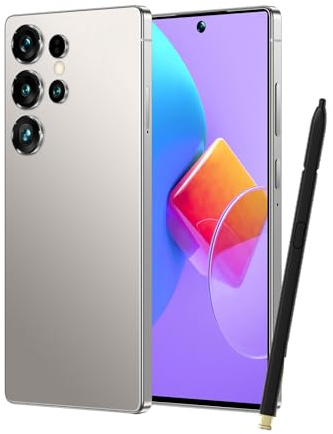 EKLART S25 Ultra Smartphone, 6.8 Inch HD Screen, AI Dual Cameras, 4500mAh Battery, Android 14, Face Recognition/WIFI/BT/FM/GPS, Type-C, 5G Dual SIM + TF Card Support (Silver,8+256g)