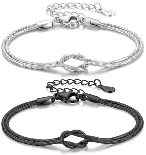 2 Stück Freundschaftsarmbänder Knoten Armband Damen, Partner Armbänder