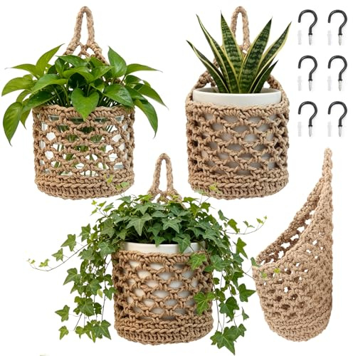 4er-Set Makramee Blumenampel Hängend – Boho Deko Balkon & Wohnzimmer