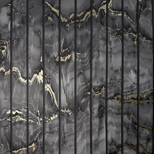 Fine Decor FD44057 Marble Slat Panel Luxury Wallpaper, Charcoal