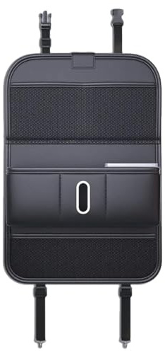 Genérico Organizador Coche Asiento Trasero con Bandeja Plegable Premium – Protector Asiento con Soporte Tablet Táctil, Multi Bolsillos y Porta Bebidas | Organizador para Viajes y Familias