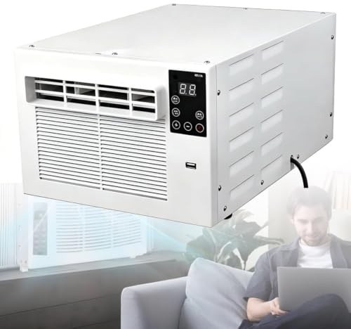Aire acondicionado portátil, unidad compacta y pequeña de bajo consumo (280 W) con control remoto, modo dual de refrigeración y deshumidificación, temporizador de 24 horas y funcionamiento silencioso