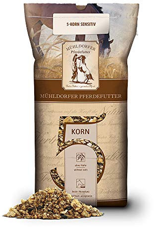 Mühldorfer 5 Grains sensibles, 20 kg, céréales entières Naturelles, Nourriture sans substances vitales synthétiques, idéal pour Les Chevaux sensibles