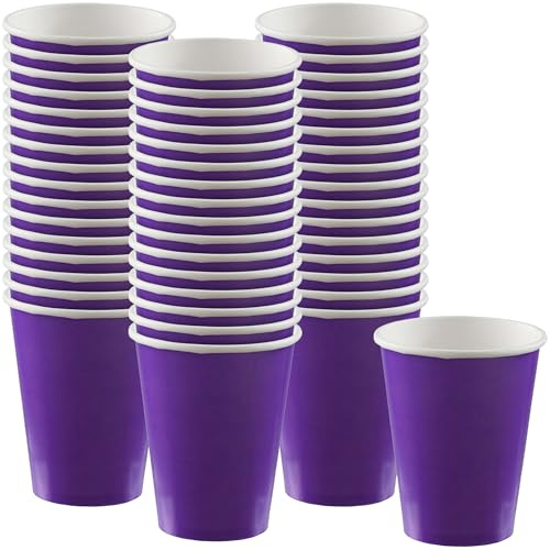 Amscan Big Party Pack Paper Coffee Cups ,12 oz., Pack of 50, Party Supply, New Purple