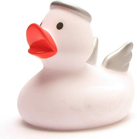 Duckshop I Badeente Engel Weiss I Quietscheente I L: 8 cm I Quietscheentchen I Geschenk Weihnachten I Präsent Sammler