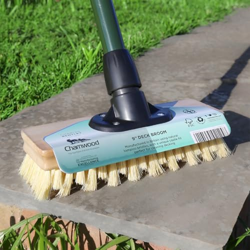 Charles Bentley Bassine Broom Stiff Bristles 12 Wood, Natural, 140x30x7cm