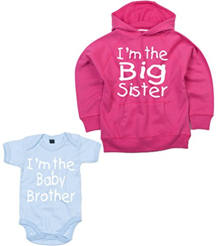 Matching Big Sister Hoodie with I'm The Baby Brother Bodysuit Set