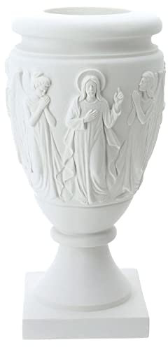 Holyart Grabvase Weisse Kunstmarmor Jesus mit Engeln