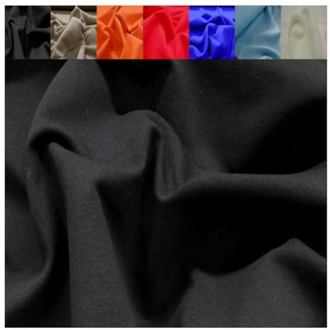 Fabrics-City schwarz schwerer Baumwolljersey Sweatshirtstoff, French Terry-Gewebe, Sweatstoff zum nähen, ideal für Sweat-Shirts, Kinder- und Damenmode, robust weicher Stoff, 3400