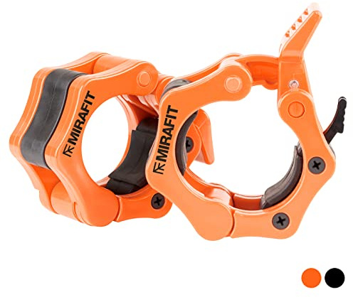 Mirafit Pair of 50mm Olympic Weight Bar Clamp Collars - Black or Orange