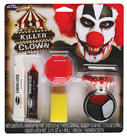 Horror Clown Make-up Kit 9-TLG. mit Schminke, Gebiss und Nase
