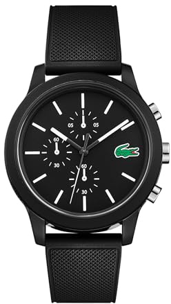 Lacoste Chronograph Quarz Uhr für Herren Kollektion LACOSTE.12.12 mit Schwarzes Silikonarmband - 2010972