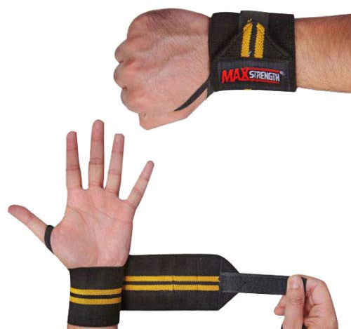 MAXSTRENGTH Handgelenkbandagen Handgelenkschoner, strapazierfähig, professionell, für Handgelenk, Gewichtheben, Handstange, Bodybuilding, Training, gelb