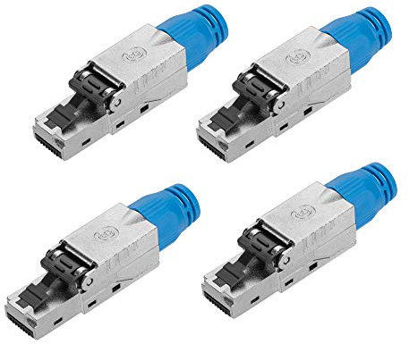 kwmobile 4X Connecteur RJ45 Cat 8 sans Outil - Fiche Connecteur Réseau Ethernet Blindé - Prise pour Câble de Raccordement