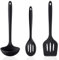 Goalfly Silicone Kitchen Utensils Set for Cooking, 3 Pieces Nonstick Ladle, Slotted Spoon and Slotted Turner, Durable Cooking Utensils for Frying, Serving, Baking