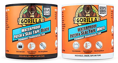Gorilla 9044711 Waterproof Patch & Seal Tape 3m Black/White (Twin Pack)