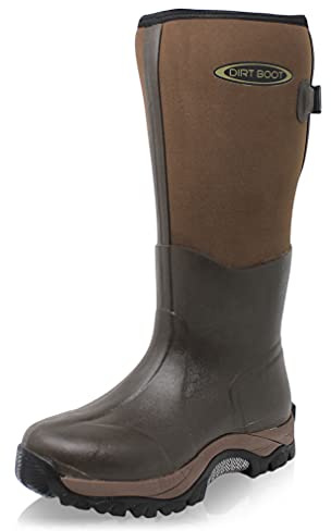 Dirt Boot Neoprene Wellington Muck Boots Pro Sport Wide Calf Adjustable Gusset (10 UK, Brown, numeric_10)