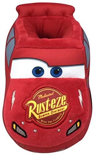 Disney Boy's Lightning McQueen Cars Plush Slippers (Red, Numeric 11)