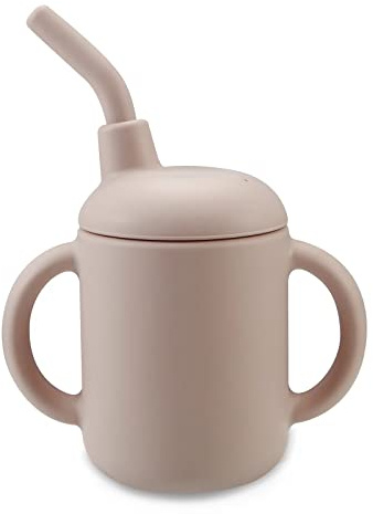 Tazza per Bebè in Silicone con Coperchio in Cannuccia,Bicchiere Sippy Bimbo con 2 Gestori - Tazze per Bere Acqua per Neonati, Tazze da Allenamento infrangibili per Bambini Piccoli, Neonati