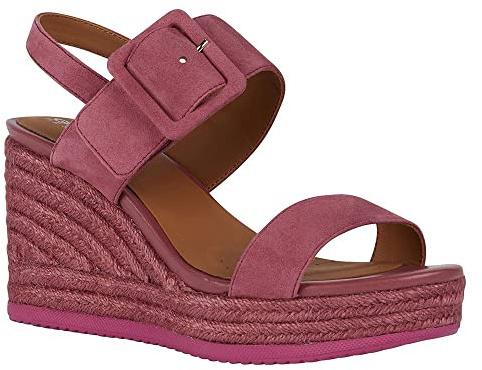 Geox Women's D Ponza Espadrille Wedge Sandal, Cyclamen, 38 EU