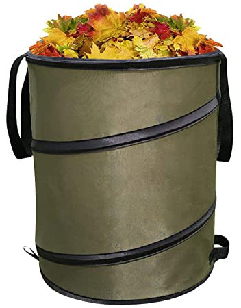 Pop Up Gartenabfallsack, Gartensack mit Aufbewahrungstaschen, Robust Faltbar Groß Laubsack, Reißfest Stabil Garten Abfallsack Grünschnittsäcke, Säcke für Gartenabfälle mit 4 Griffe