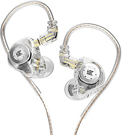 KZ EDX Pro Monitor intrauditivo, Unidad dinámica magnética Dual de 10 mm Auriculares de Alta fidelidad de Baja frecuencia con Cable de diseño Desmontable de 0,75 mm y 2 Pines (Blanco, sin micrófono)