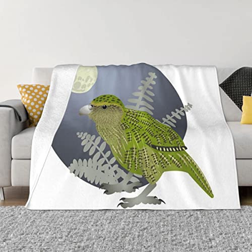 Boceoey Kuscheldecke 150x200 cm Flauschige Wohndecke als Sofa überwurfdecke Tagesdecke, Decken für Sofa Couch Bett, Weiche Warme Fleecedecke für Camping Outdoor Grüner Vogel
