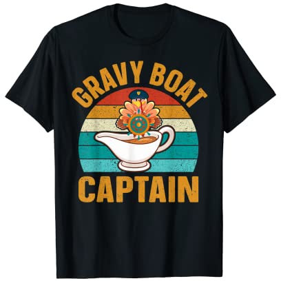 Chemise drôle de Thanksgiving Bateau de Saucière Capitaine Rétro Vintage T-Shirt