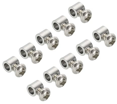 PATIKIL 5,3x6mm Alambre Cuerda Clips, 20uds Acero Cable Abrazaderas 3,5mm Único Agujero Cable Bloqueo Cuerda Accesorios Clip con M4*0.7 Tornillos para Cable