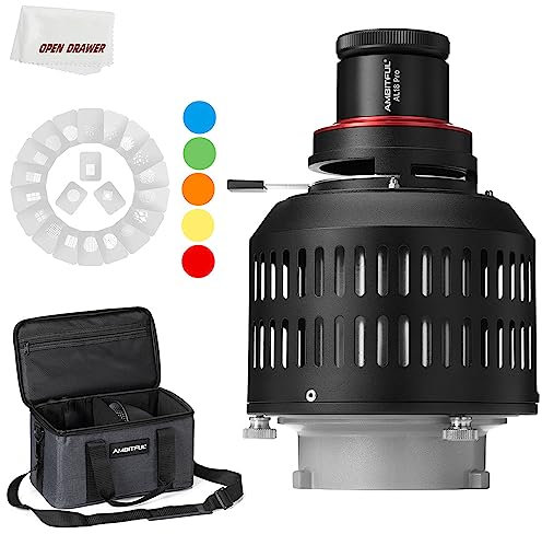 Ambitful AL-18 Pro Projecteur LED Snoot Bowens Mount Optical Cylindre, Spot pour Photographie, compatible VL150 SL60W SL60II SL150II SL50III avec 40 GOBO + Sac