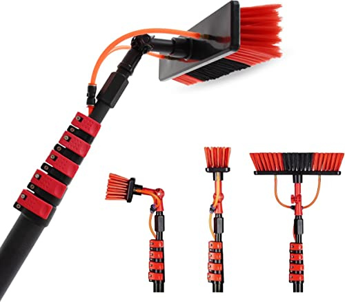 Shine Waschbürste mit Teleskopgriff, 4,6 m, Teleskopgriff, Glasreinigung, 4,6 m, ausziehbarer Griff mit Wasserbürste, Solarmodule