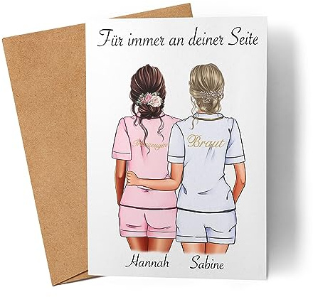 Kiddle-Design Brautjungfer Karte Personalisiert Name Braut & Trauzeugin | Frage & Danke-Geschenk für Freundinnen Brautjungfern & Brautparty