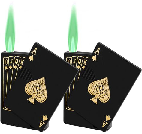 ZOYDP 2 Stücke Sturmfeuerzeug, Coole Feuerzeuge, Jetflamme, Jet Torch Feuerzeug, Card Shaped Lighter, Nachfüllbar Butan Kraftstoff Mit Währung-Detektor