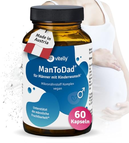 vitelly® - ManToDad® Kinderwunsch-Tabletten I Spermienproduktion I 16 hochdosierte Nährstoffe I 60 Kapseln