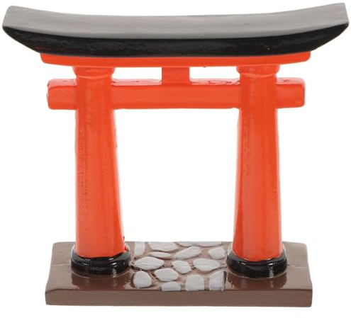 Toddmomy Japanese Torii Gate Statue, 1Pc Japanese Mini Tori Gate Miniature Aquarium Torii Ornament Fish Tank Bonsai Landscape Decoration Zen Garden Accessories