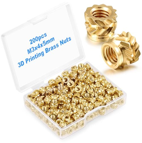 200 Pièces 3D Insert Fileté, M3x4x5mm Douilles Filetées en laiton, Écrous Moletés à Filetage pour Pièces D'impression 3D Coque en Plastique et Ordinateurs Portables