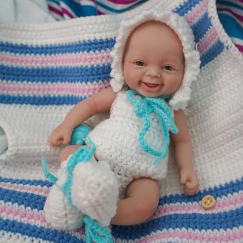 MYREBABY Reborn-Babypuppe, 17,8 cm, Silikonpuppe, Jungen, Lvin Mini-Puppe, realistische Neugeborenenen-Babypuppe, Silikon, Ganzkörper-Stressabbau