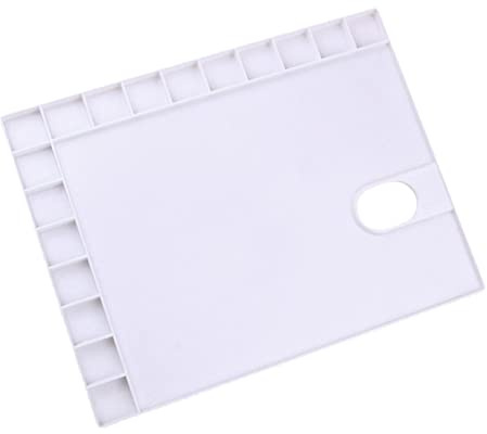 Professionell stor akvarellfärgbricka palett 28 x 20 cm | Hållbar plastblandningspalett för konst Gouache akryloljemålning | bärbar färgpall med 18 brunnar och tumhål