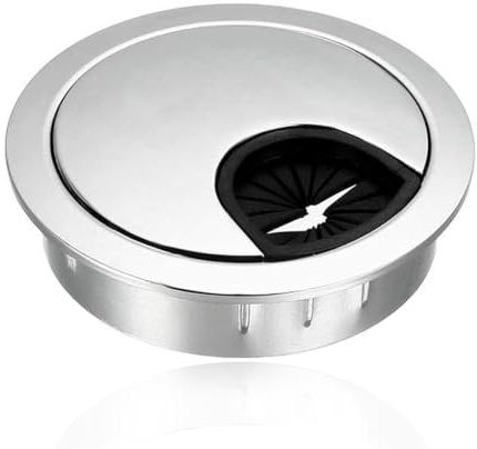 Kabeldurchführung Kabeldurchlass aus Metall Chrom poliert Bohrmaß Ø 68 mm Schreibtisch mit Staubdichtung
