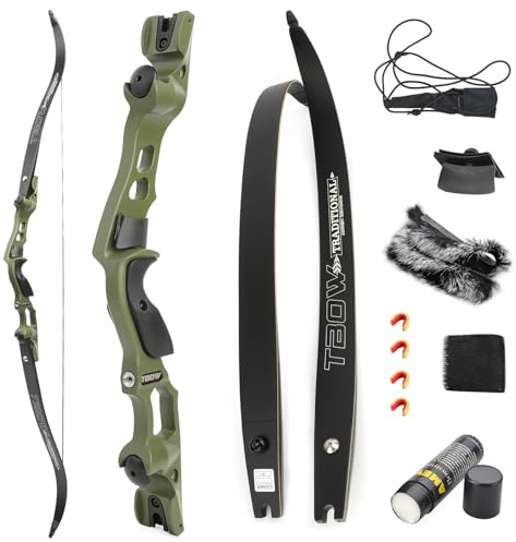 62 inch ILF Recurve Bow with Gordon Limbs 25-60Lbs American Hunting Bow | Aluminum Alloy Riser Right Handed for Adult Archery Competition Athletic