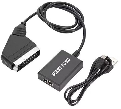 Scart to HDMI Converter with Cable, SCART Out Adaptor, Full HD 720P/1080P Switch Video Audio Upscale Converter for HDTV Monitor Projector STB VHS Xbox PS3 Sky Blu-ray DVD Player