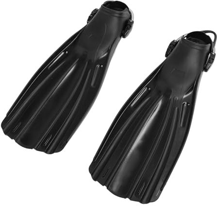 Drfeify Verstellbare Federschnürsenkel Zum Schwimmen, Tauchflossen, Ergonomische Schwimmflossen aus Thermoplastischem Gummi, Leichte PP-Sohle, Schwarz Zum Schnorcheln (R
