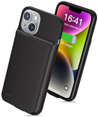 [6800mAh] Akku hülle für iPhone 14 Plus, neues upgrade mit hoher Kapazität, wiederaufladbares erweitertes Akkupack, schützende tragbare intelligente Backup-Ladeabdeckung für iPhone 14 Plus(1 Pack)