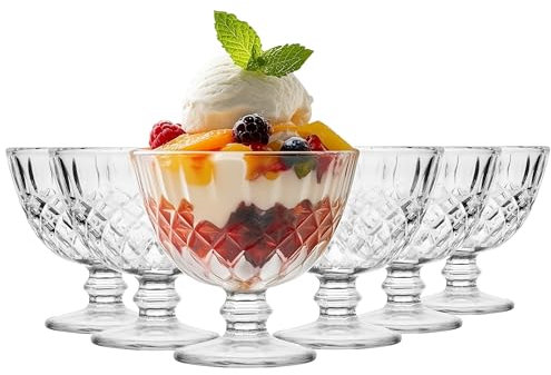 Glasmark KROSNO 1992 Juego De 6 Copas De Helado Cristal Transparente 300 ml Copa De Vidrio Para Postres Fruta Alto Brillo Resistencia Aptas Para Lavavajillas
