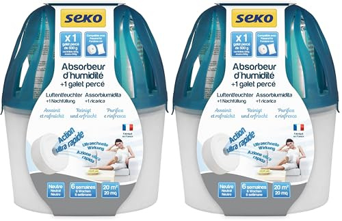 Seko Absorbeur d'humidité Jungle Medium + 1 galet percé 500g neutre (Lot de 2)