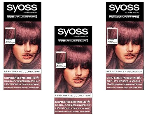 3x Syoss Permanente Coloration Pantone 18-3530 Lavender Crystal 80% weniger Haarbruch(3 x 115 ml), (3er Pack)