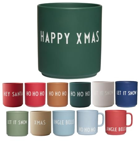Design Letters Lieblingsbecher HAPPY XMAS | Weihnachtstassen Ideal für Weihnachtsdeko, Weihnachtsgeschenke für Frauen & Männer, Tischdeko Weihnachten | Porzellan Weihnachtstasse | Kaffeetassen 250 Ml