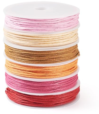 FASHEWELRY Cordoncino in cotone cerato da 1 mm, filo cerato per collane fai da te, bracciali, catene in vita, creazione di gioielli, macramè, forniture artigianali