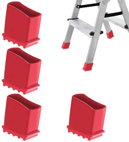 IUSOT 4 piedini per scale (rosso), piedini in gomma di alta qualità, 50 x 25 mm, tappi di protezione per scale, coperture universali di ricambio per scale domestiche