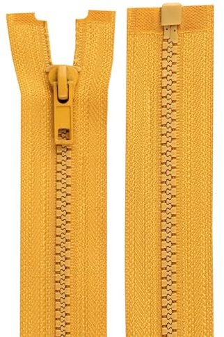 cyclingcolors 2x Cerniera Lampo n. 5 30 cm Chiusure Cursore Tirante Zip Poliestere Abbagliamento Arredamento Cucito Giacche, Giallo Senape